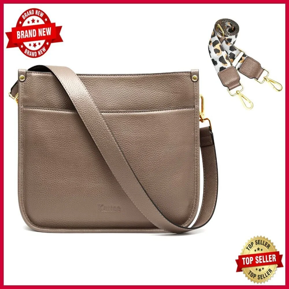Leather Hobo Crossbody Bag with Adjustable Strap, 11.8x10.6 Inches